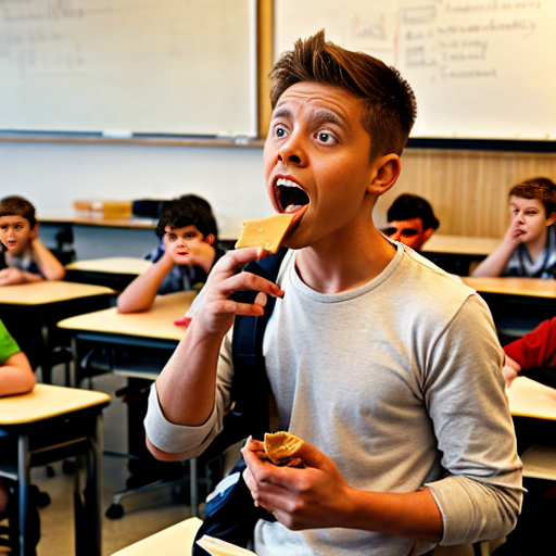 peanut butter boy yelling at students at class because they eat peanut butter