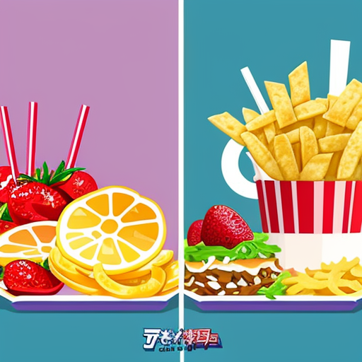 create a poster for food stall "chips-salad , lemonade" both are different food items i want them to be differt pics in one image 