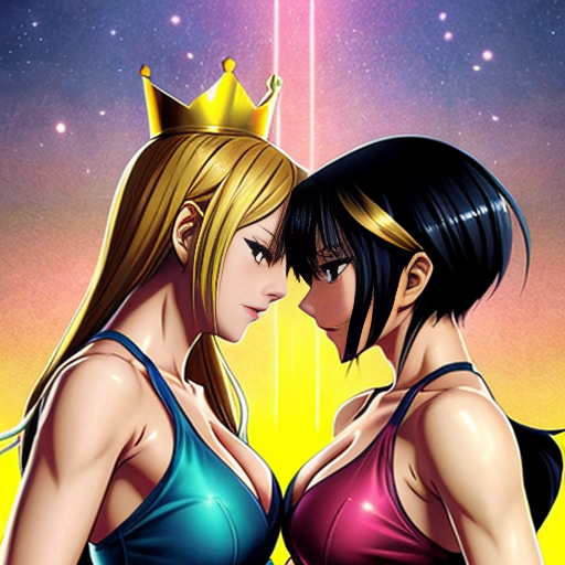 two queens wrestling for the throne in armored leotard 