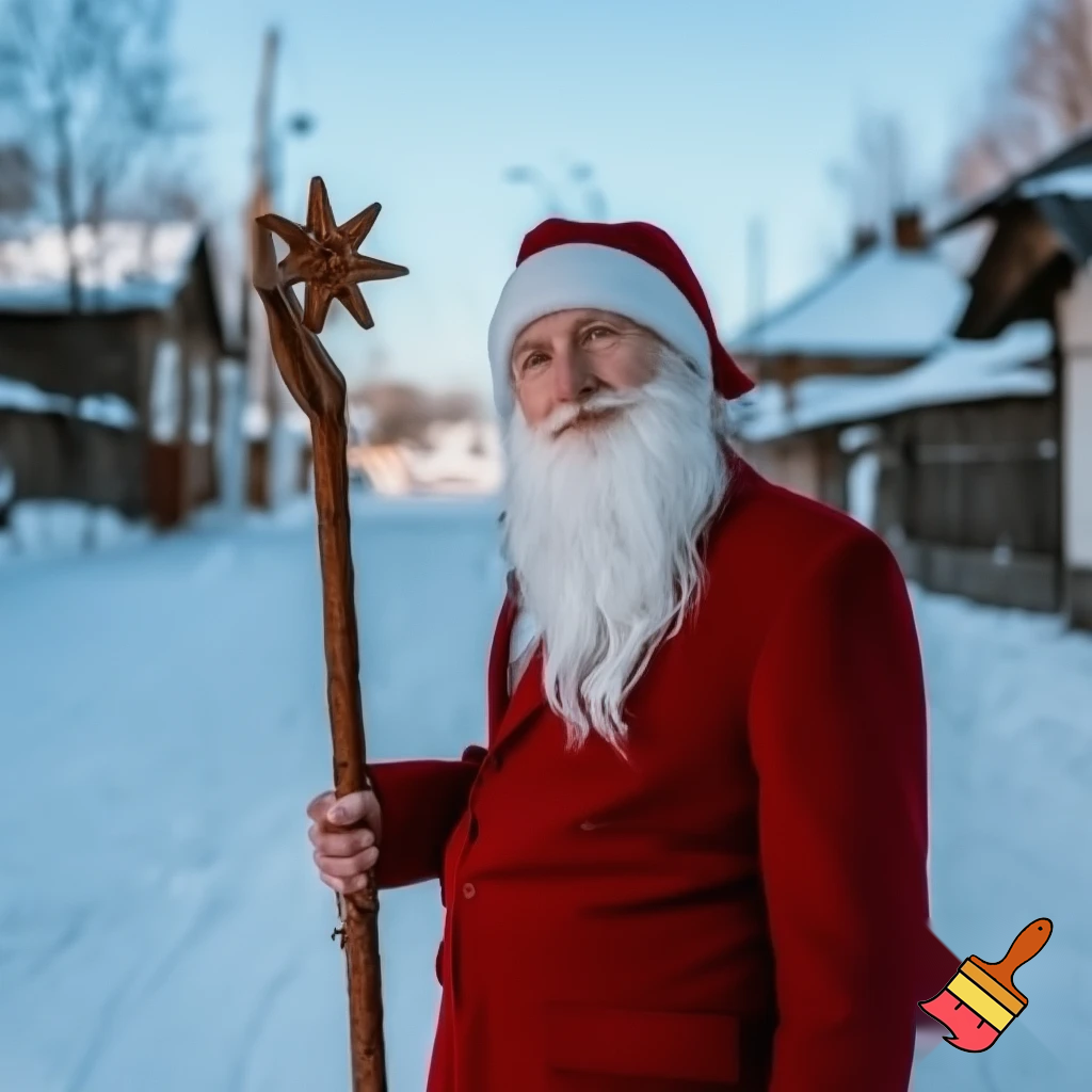 Santa Claus, Russia walking stick with the start the real Santa Claus
A star