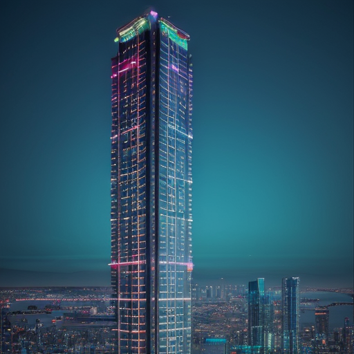 Neon blue skyscraper 