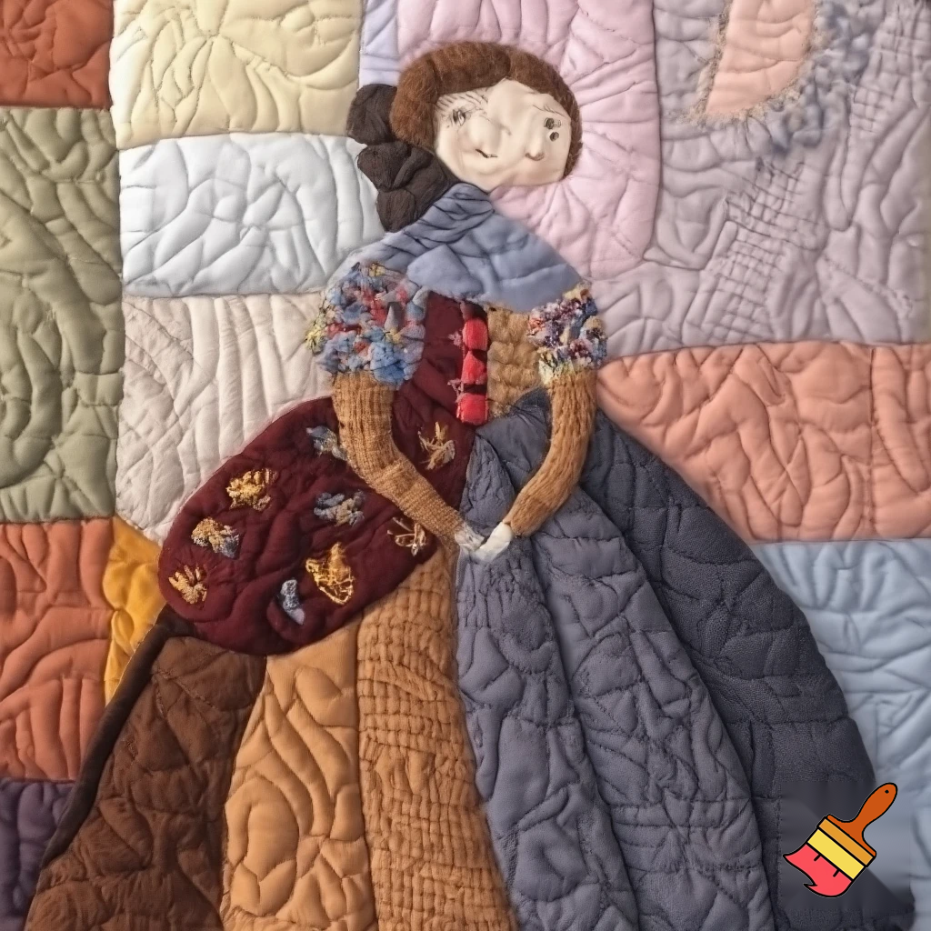 Quilted artwork of lady in a dress