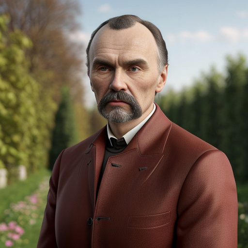 create тарас шевченко in cherry garden 