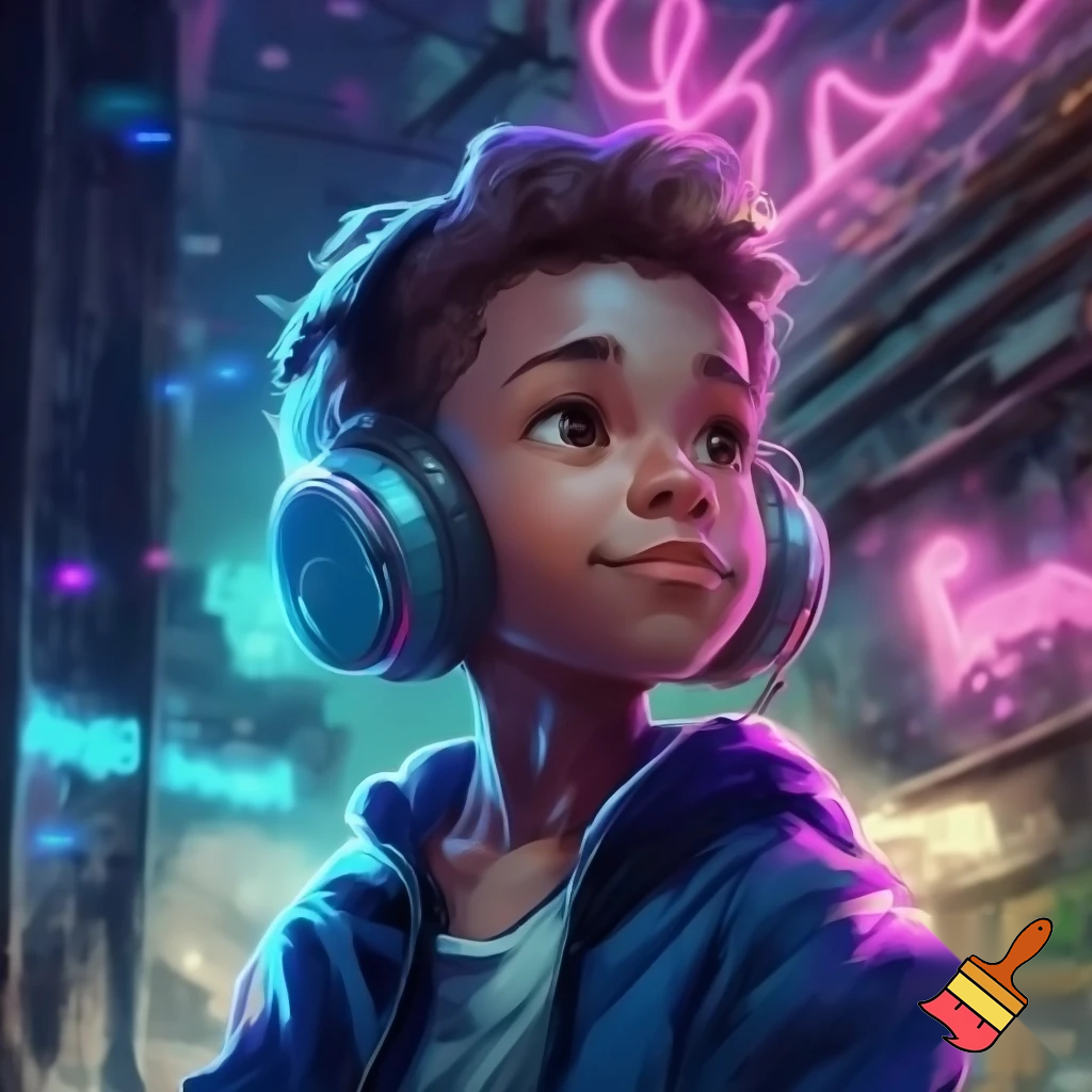 Cool boy with headphones 