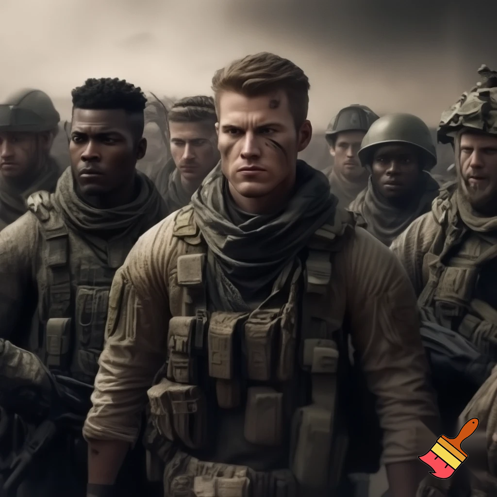crea immagine fotorealistica gruppo di soldati