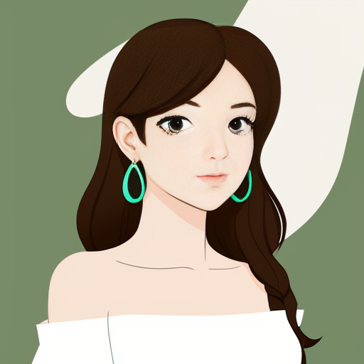 Girl with shoulder long light brown hair parted sideways, forest green eyes, small quincy cross earrings, Tite Kubo style
