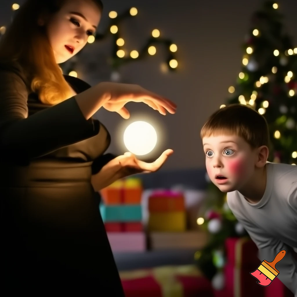 Magic magic Christmas magician an adult kid an adult kid