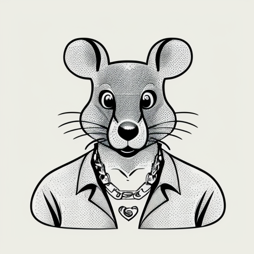  rat, evil, sinister, wearing prison outfit, mugshot style, no human, 
gold chain
