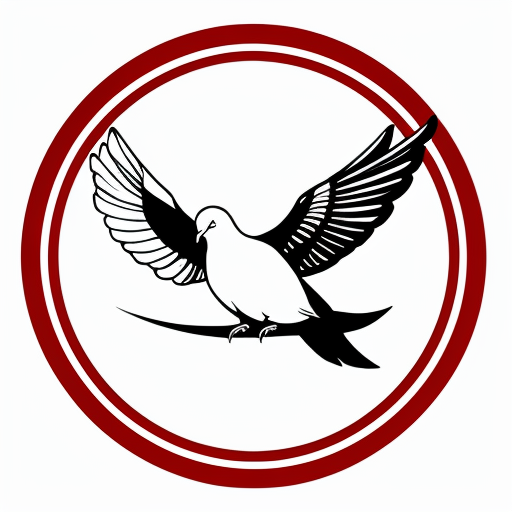 a flag with a dove in the middle and line designs behind the dove