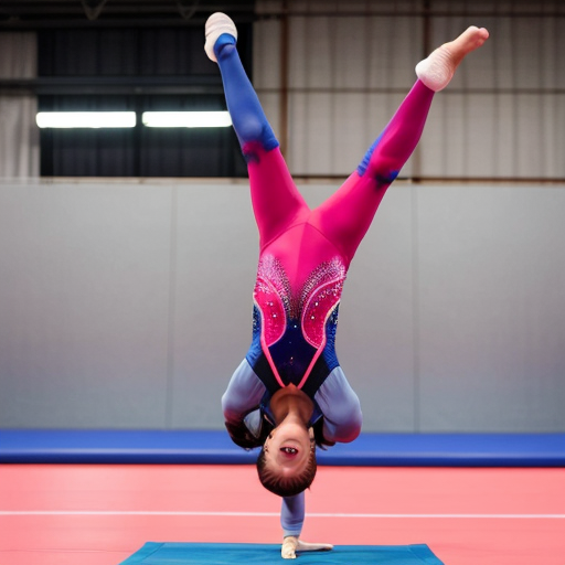 little girl in gymnastics outfit doing acrobatics