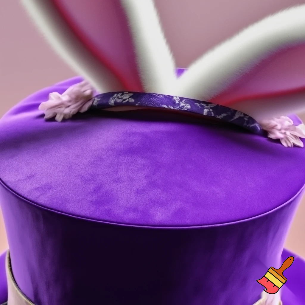 Easter top hat with headband, Easter bunny ears, purple and white velvet and fabric purple and white