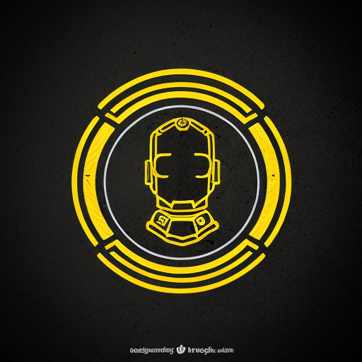 Logo JUPS in yellow color. cyberpunk style 