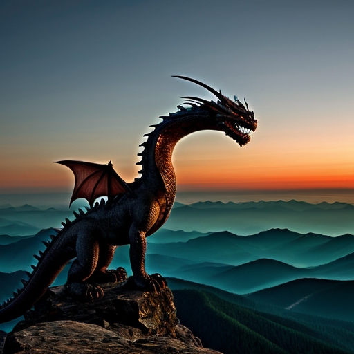 dragon at twilight background on highest mountain peak
