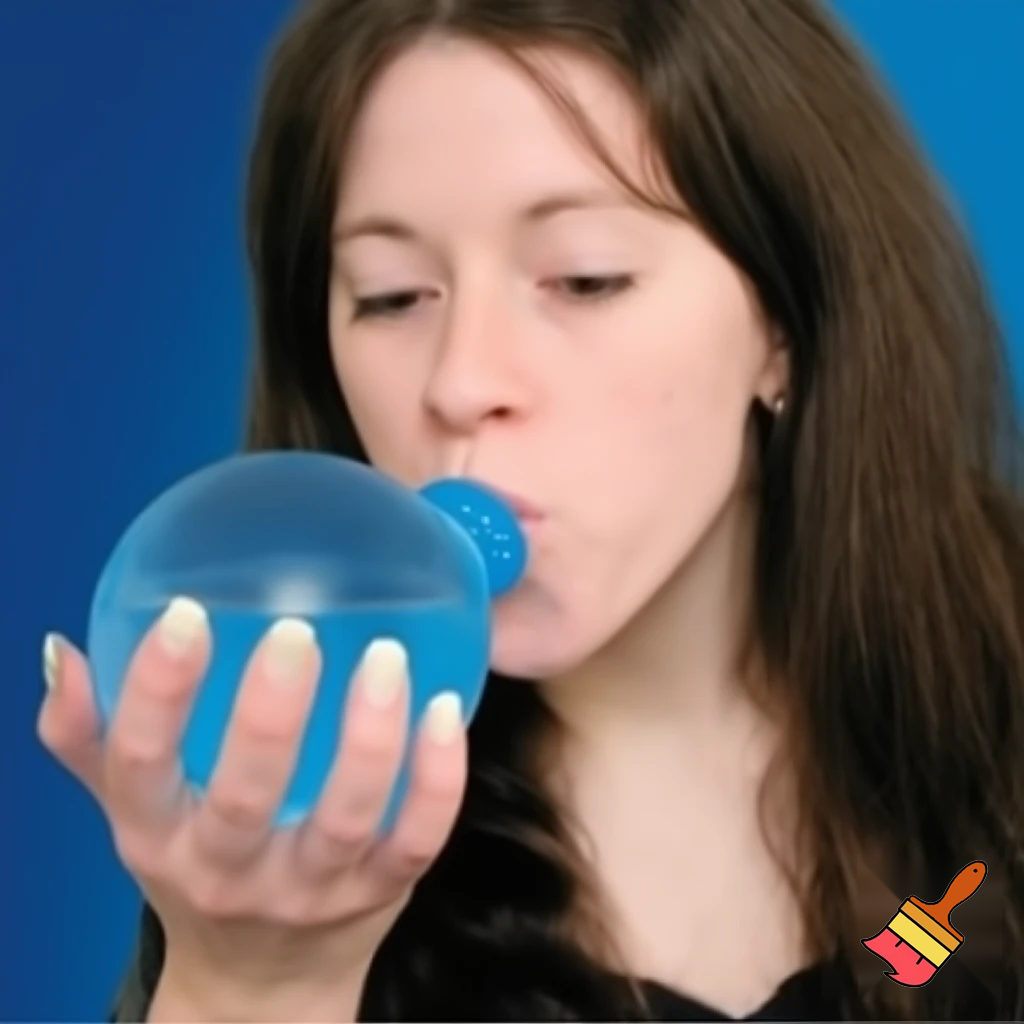 julie qui explose une balle antistress dans sa main pleins de liquide coule