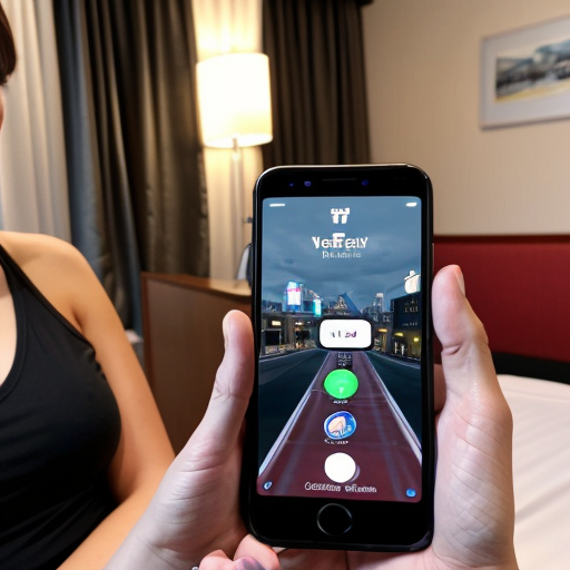 Goretzka play game on apple phone and Vanessa play game on apple phone at the hotel 
