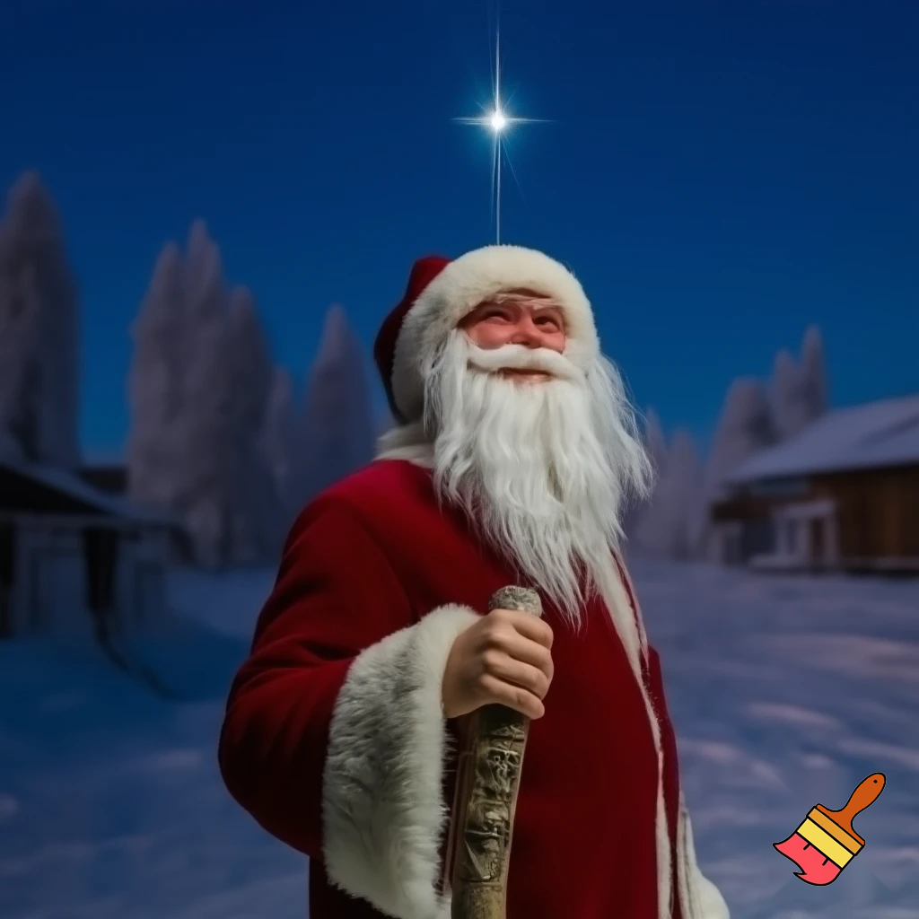 Santa Claus, Russia walking stick with the start the real Santa Claus
A star