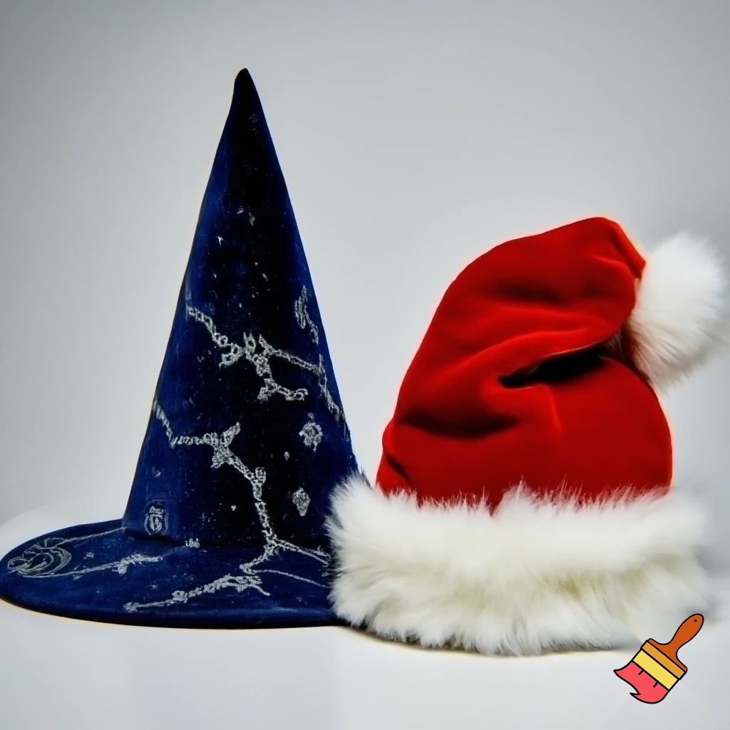 Christmas wizard hat written and velvet Santa Claus hat