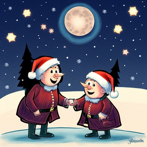 Star and moon christmas cartoon