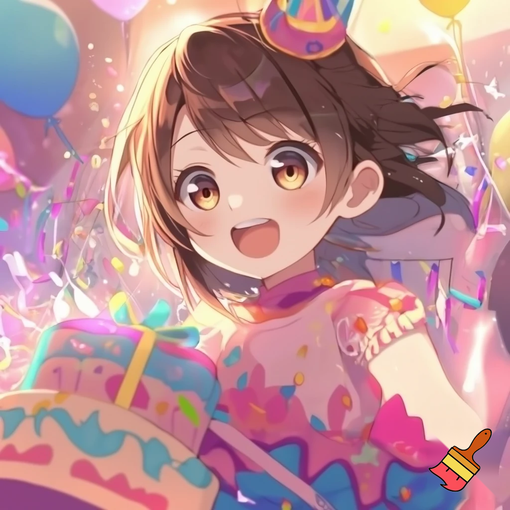 Anime girl in bday