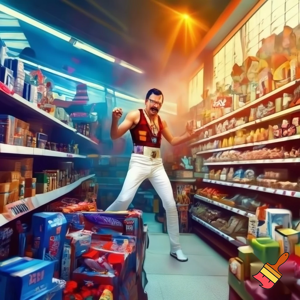 freddie mercury in a grocery store