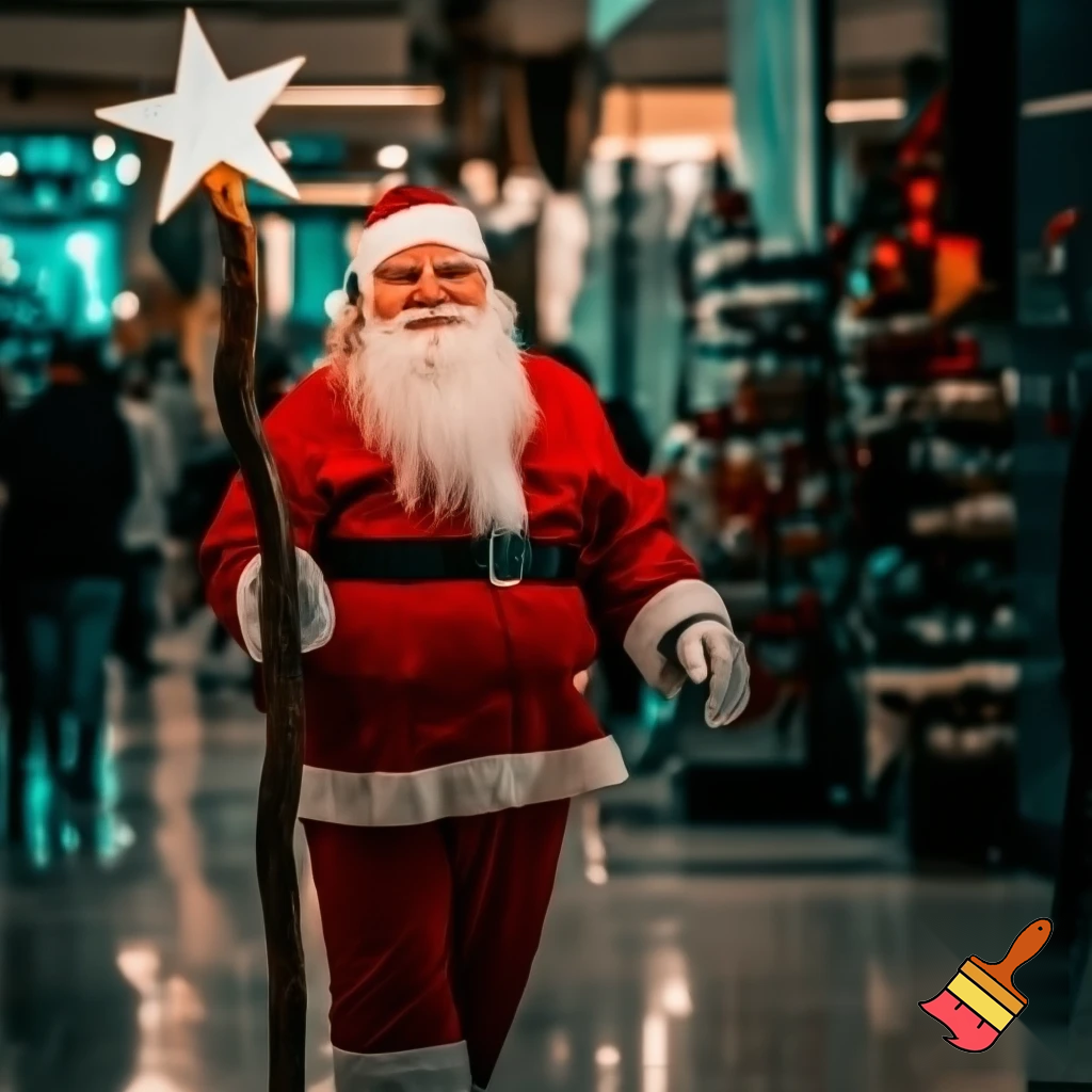 Santa Claus walking at the shopping centre a wizard Santa Claus the real Santa Claus🌟💫🎄🎁🎁🎁🎁🎁🎁🎁🎁🎁🎁🎁🎁 stick with a star walking stick with the star Santa Claus special Santa Claus🌠