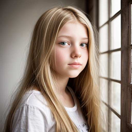 a girl with blond hair that is around 14years old
