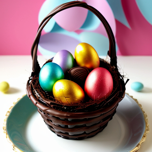 Easter egg basket, chocolate Easter egg basket Easter bunnies, chocolate