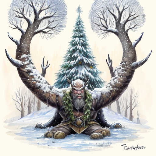Tree-Lore is killed by Frost Giants who attack the Natbark forest. The Frost giants had been observing the elves for some time, but the nisses had no knowledge of this. (as they were not aware of the frost giant’s existence) Tree-Lore fights them in the battle of Snow-Trees, but loses he flees to his capital and gathers a well force, 372 AR


