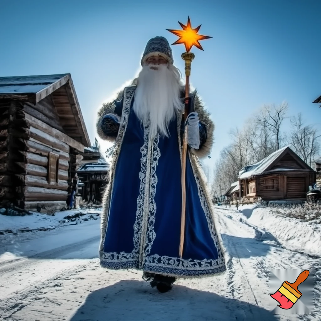 Russian Santa Claus walking stick with a star Santa Claus the real Santa Claus