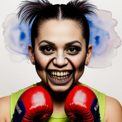 deadly dog,sharp teeth, blood driping, face tats, nose ring,navey bluey prisenor fit mug shot boxing gloves
