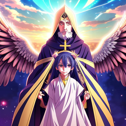 сделай патриарха Кирилла с нимбом и крыльями в реалистичном стиле