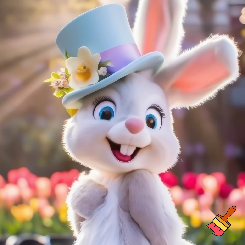 Easter bunny mascot from Disneyland costume top hat