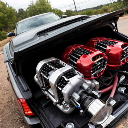 car with 3 alternators sticking out of hood
