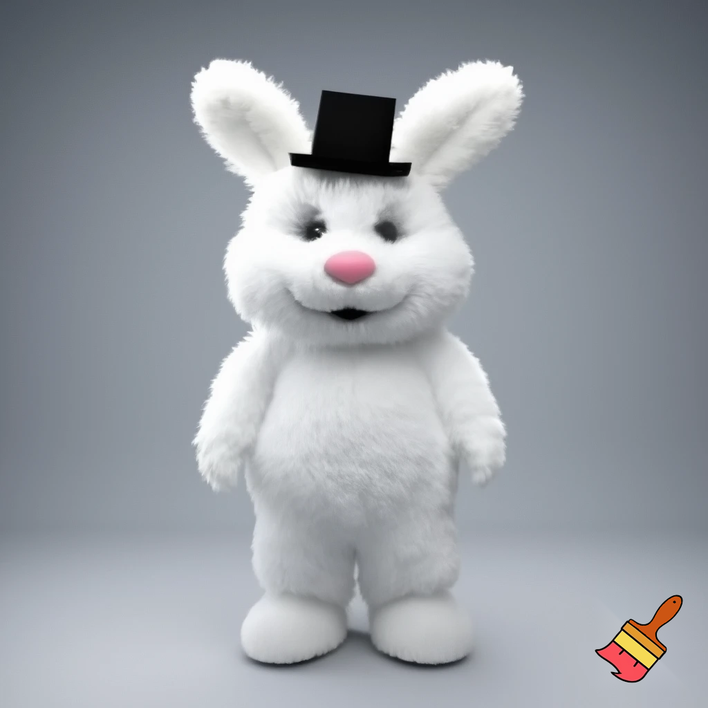 Easter bunny mascot costume top hat mascot costume white