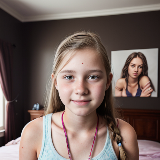 ultrarealistc teen girl, at her room, on four legs, 