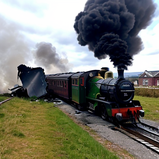A steam train crashes