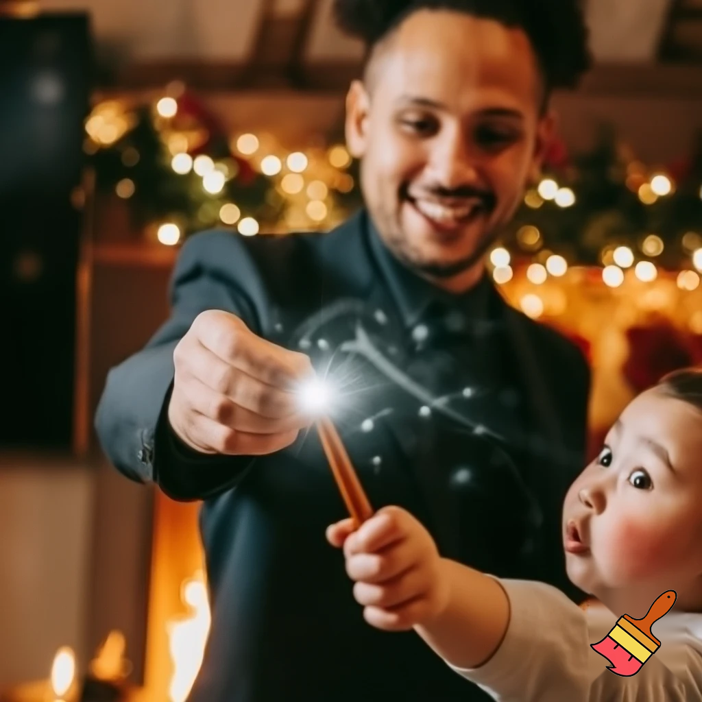 Magic magic Christmas magician an adult kid an adult kid wand magic wand