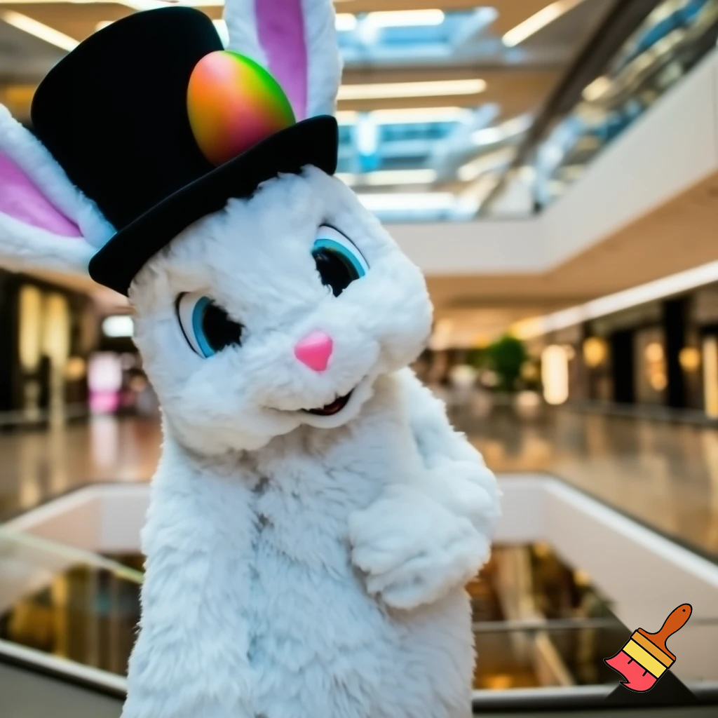 Mascot costume, Easter bunny top hat special top hat falcon gate shopping centre
