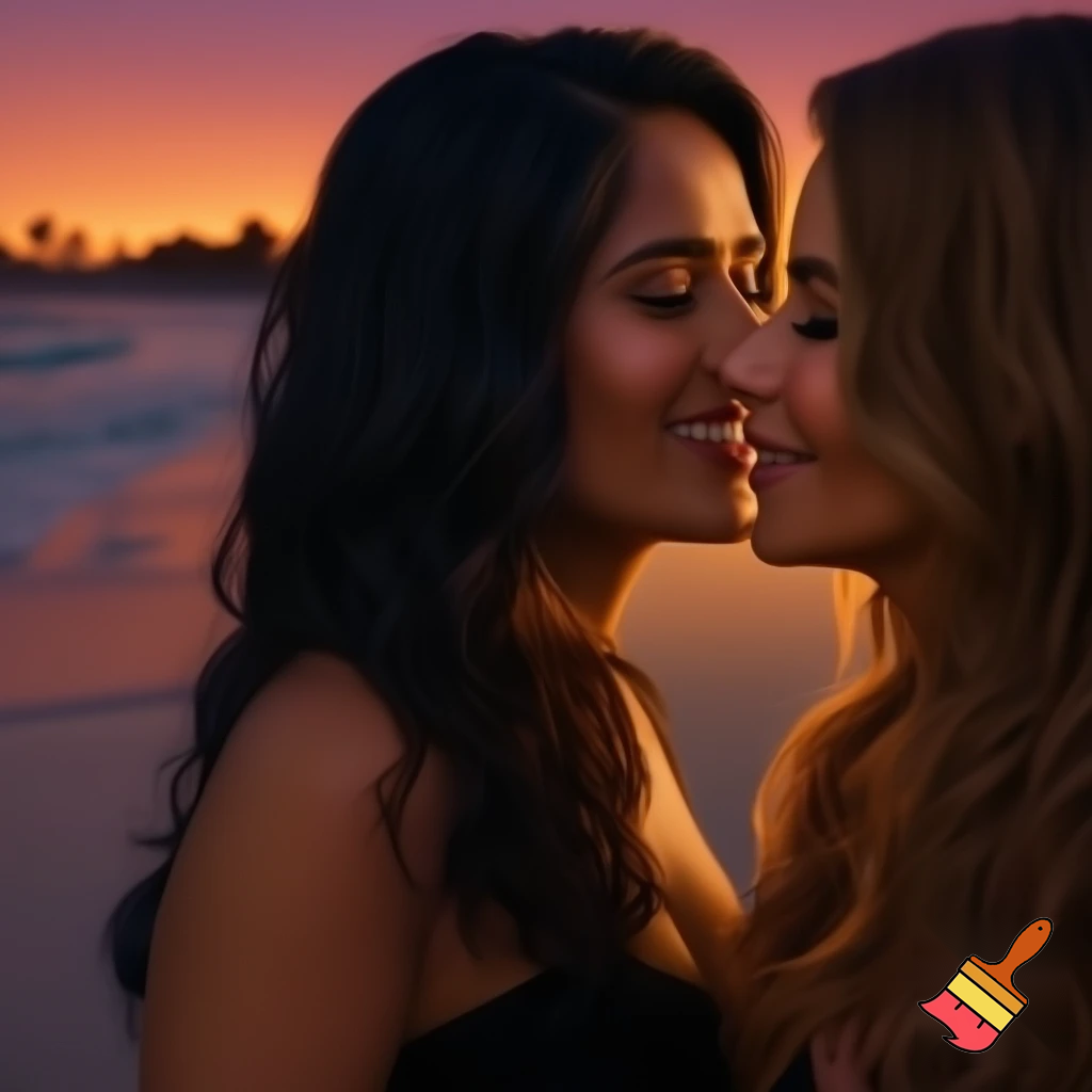 Salma Hayek and Sofia Vergara kissing each other