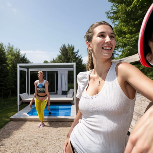 Goretzka showing body and Vanessa showing body at the summer house 