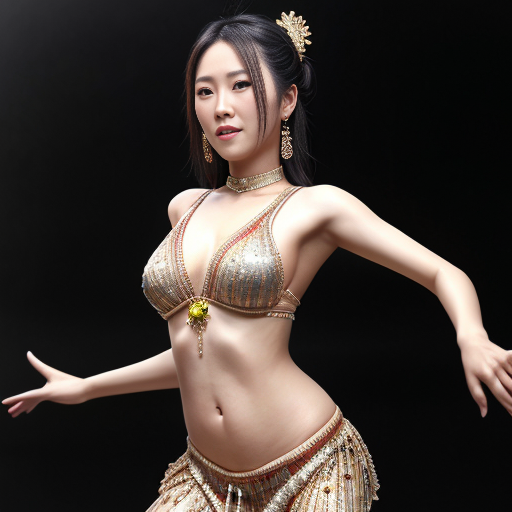 a asian beautiful woman dance ，full bady，1024×1024