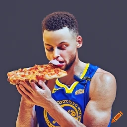 steph curry eating pizza