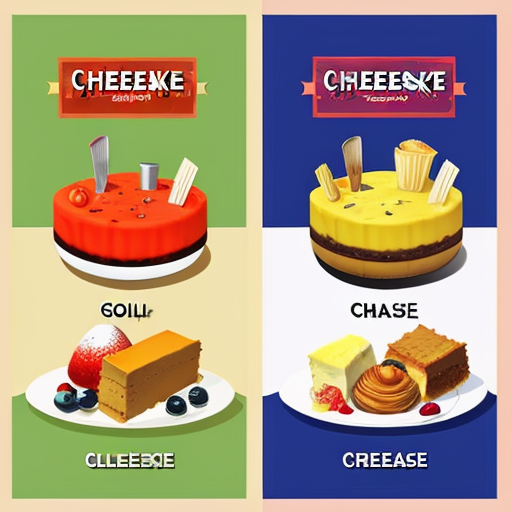 create a poster for food stall both are different food items "cheesecake and Goli soda"
