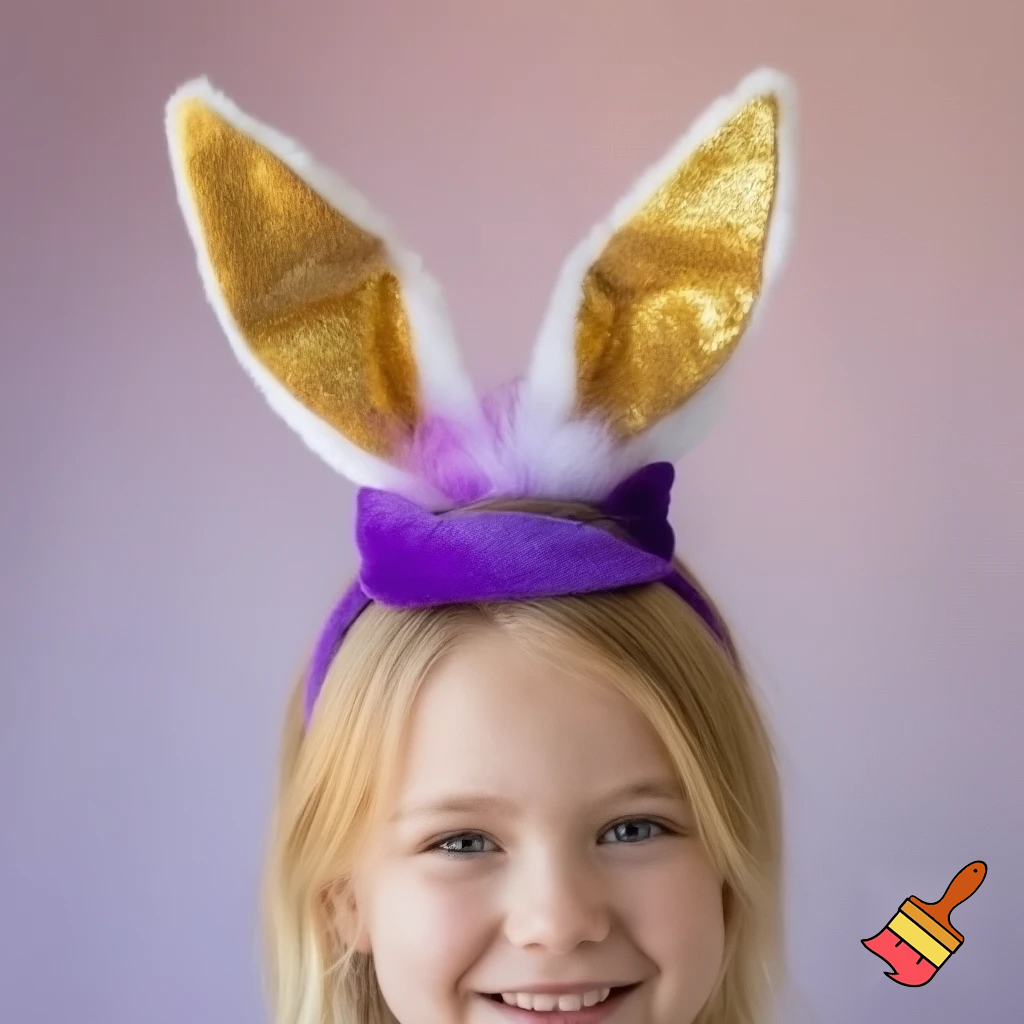 Easter bunny top hat headband, purple white with gold glitter fabric and velvet velvet gold special gold and delicate velvet and delicate and precious glitter, purple and white
