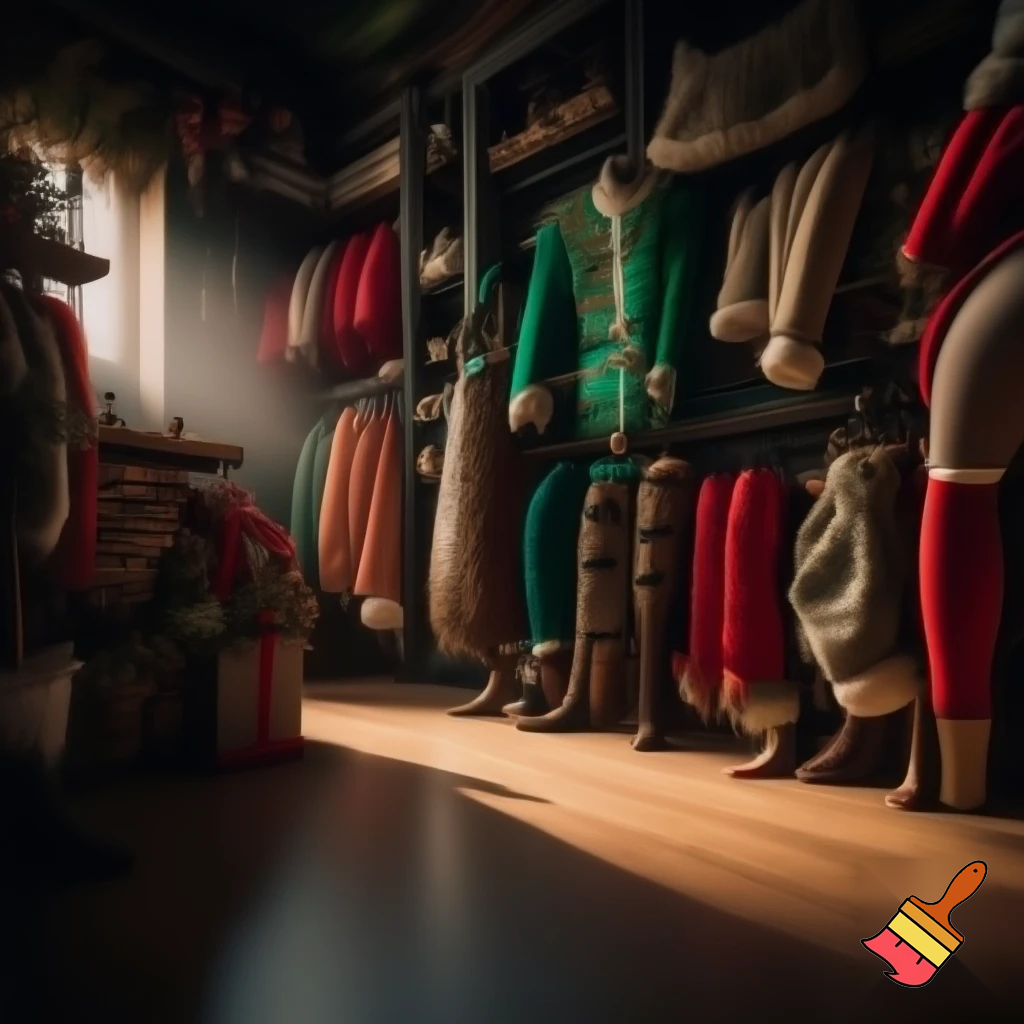 Clothes in the special room Santa Claus in the special room Santa Claus room