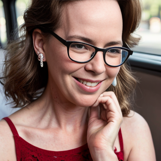 Cute adorable niña Chilindrina y con Elizabeth Perkins glasses con hair lazo curly con verano casual formal elegante sensual sexy con aparatos auditivos audífonos sordera con close up whispering touching ear each other secrets con paséo con ciudad 16