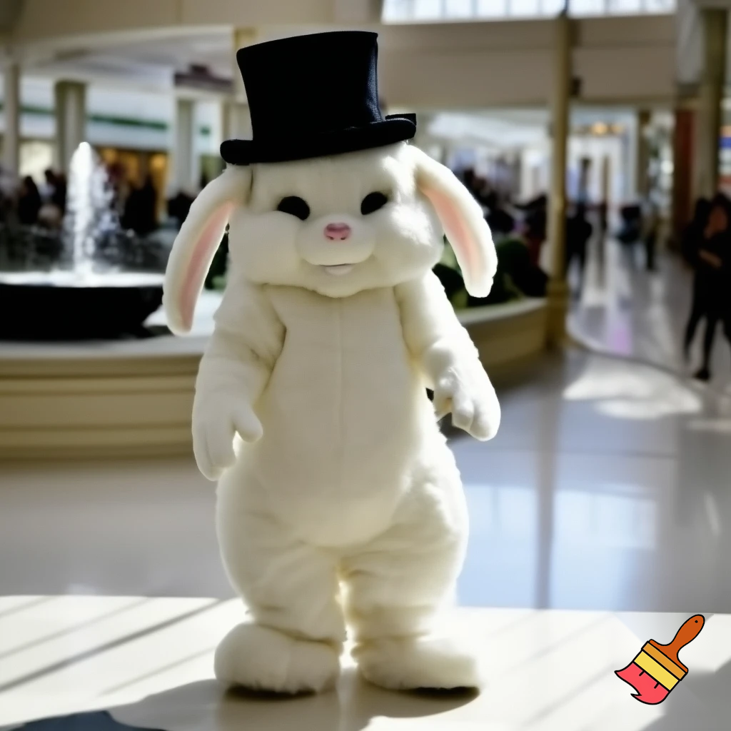  Easter bunny mascot costume top hat special land special in delicate shopping Centre Fountain Gate