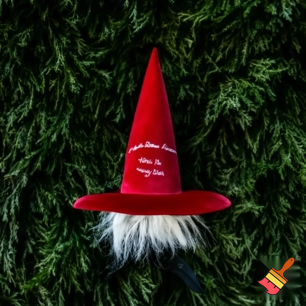 Christmas wizard hat written and velvet Bailey Tolly name on his message