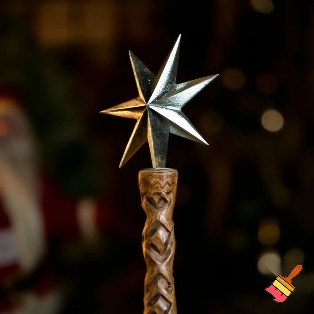 Russian Santa Claus walking stick with a star Santa Claus the real Santa Claus metal