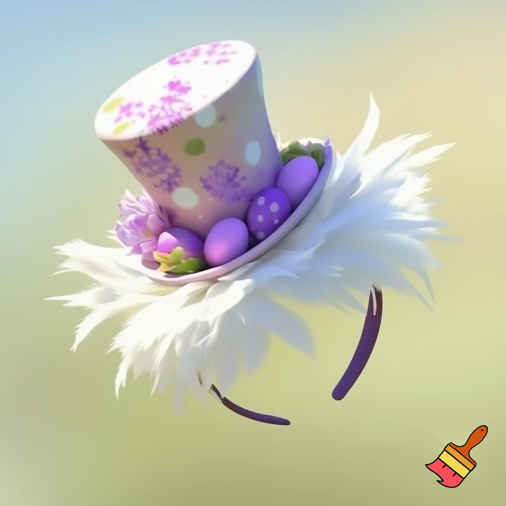 Easter top hat headband, purple and white